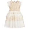 Lesy Girls Gold & Ivory Lace Dress