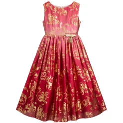 Lesy Girls Pink & Gold Long Dress