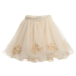 Lesy Luxury Flower Gold & Ivory Tulle Skirt