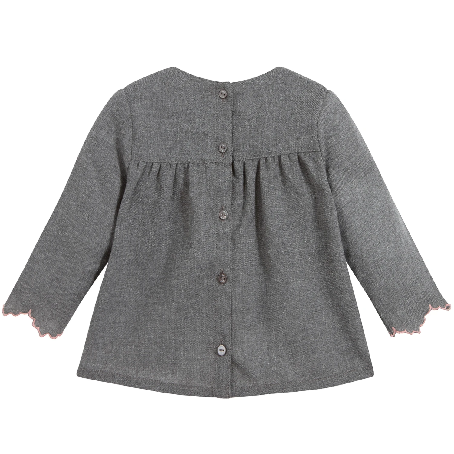 Lili Gaufrette Girls Grey Cotton Blouse 2 Lili Gaufrette Girls Grey Cotton Blouse - Image 2