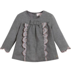 Lili Gaufrette Girls Grey Cotton Blouse