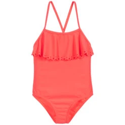 Lili Gaufrette Girls Neon Pink Swimsuit