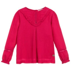 Lili Gaufrette Girls Pink Crêpe Blouse