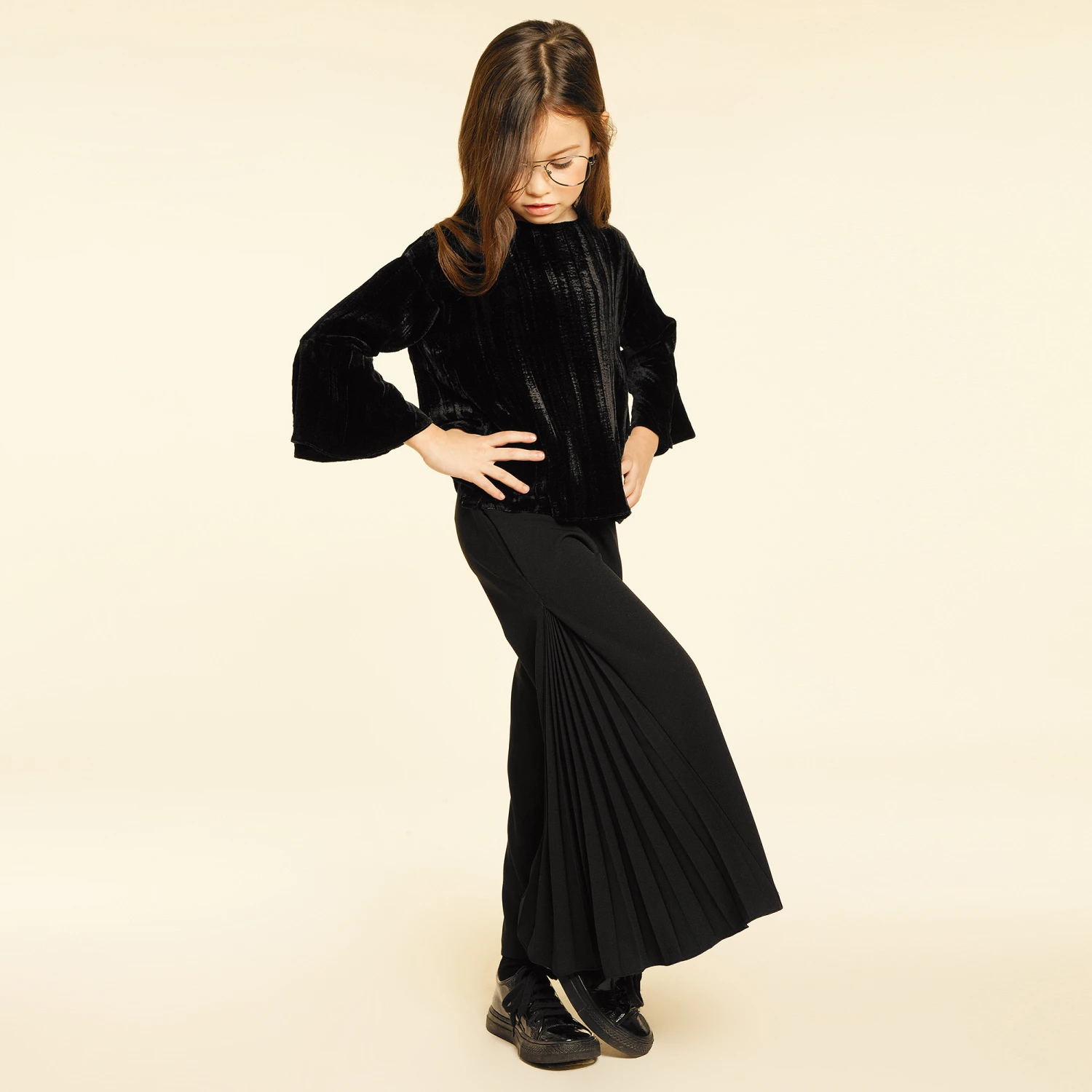 Loredana Girls Black Pleated Trousers 2 Loredana Girls Black Pleated Trousers - Image 2
