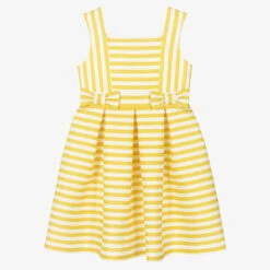 Mama Luma Girls Yellow Stripe Satin Dress