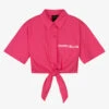 Marc Ellis Girls Pink Cotton Knot-Front Shirt