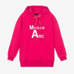 Marc Ellis Girls Pink Cotton Logo Hoodie