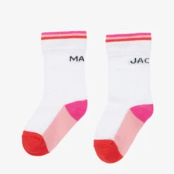 MARC JACOBS Girls White & Pink Logo Socks -Deals Whimsy Collection Store marc jacobs girls white pink logo socks 469415 f21b774f7529a99457a1135927d73229bab078b7