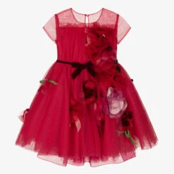 Marchesa Kids Couture Pink Tulle Floral Dress
