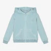 Marie-Chantal Blue Cotton Velour Zip-Up Top