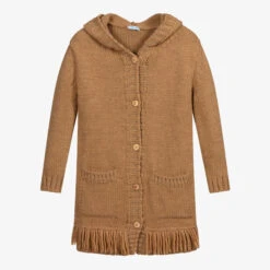 Mayoral Beige Knitted Long Cardigan