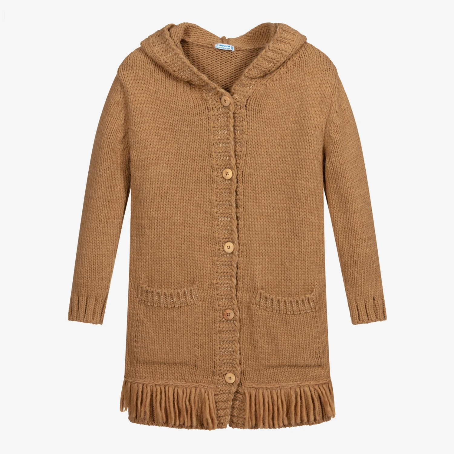 Mayoral Beige Knitted Long Cardigan 1 Mayoral Beige Knitted Long Cardigan