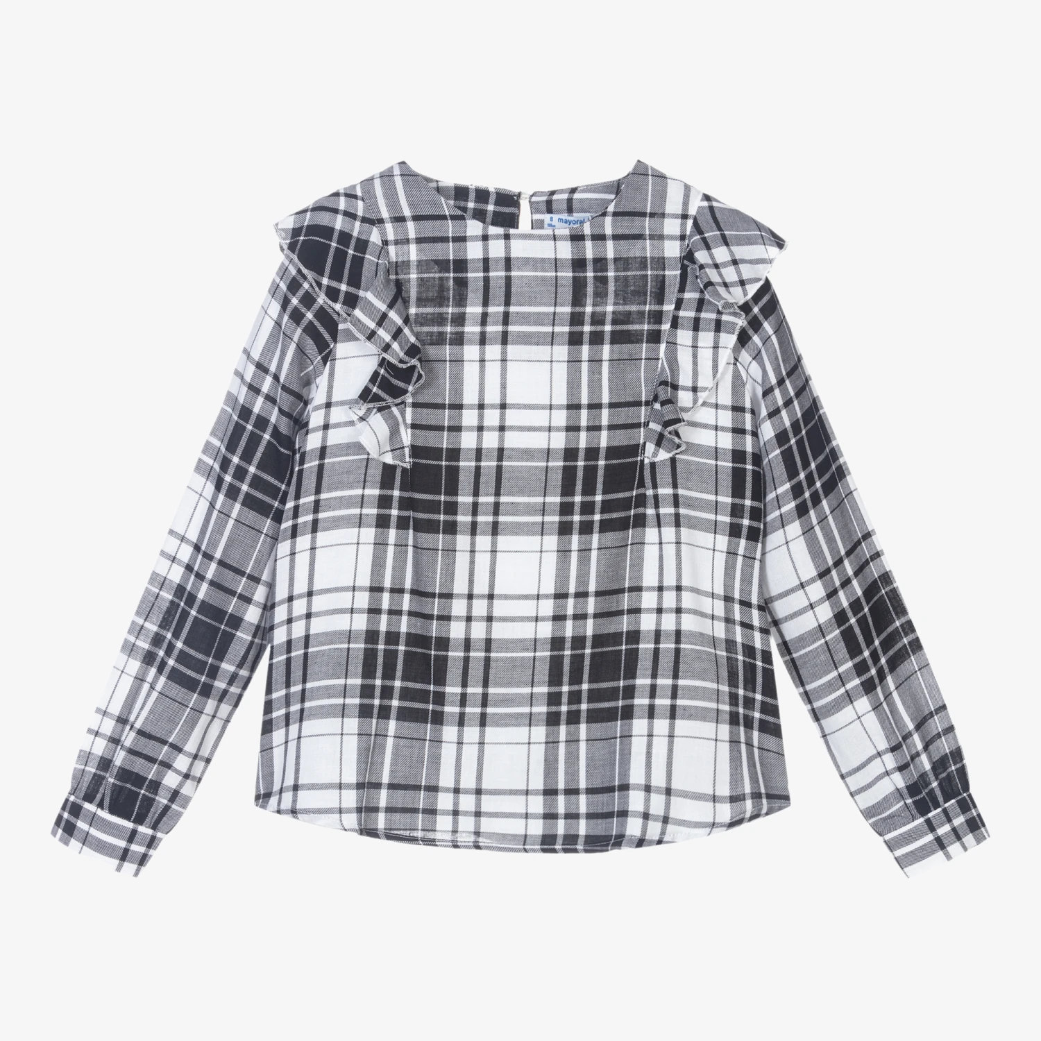 Mayoral Black & White Tartan Blouse 1 Mayoral Black & White Tartan Blouse