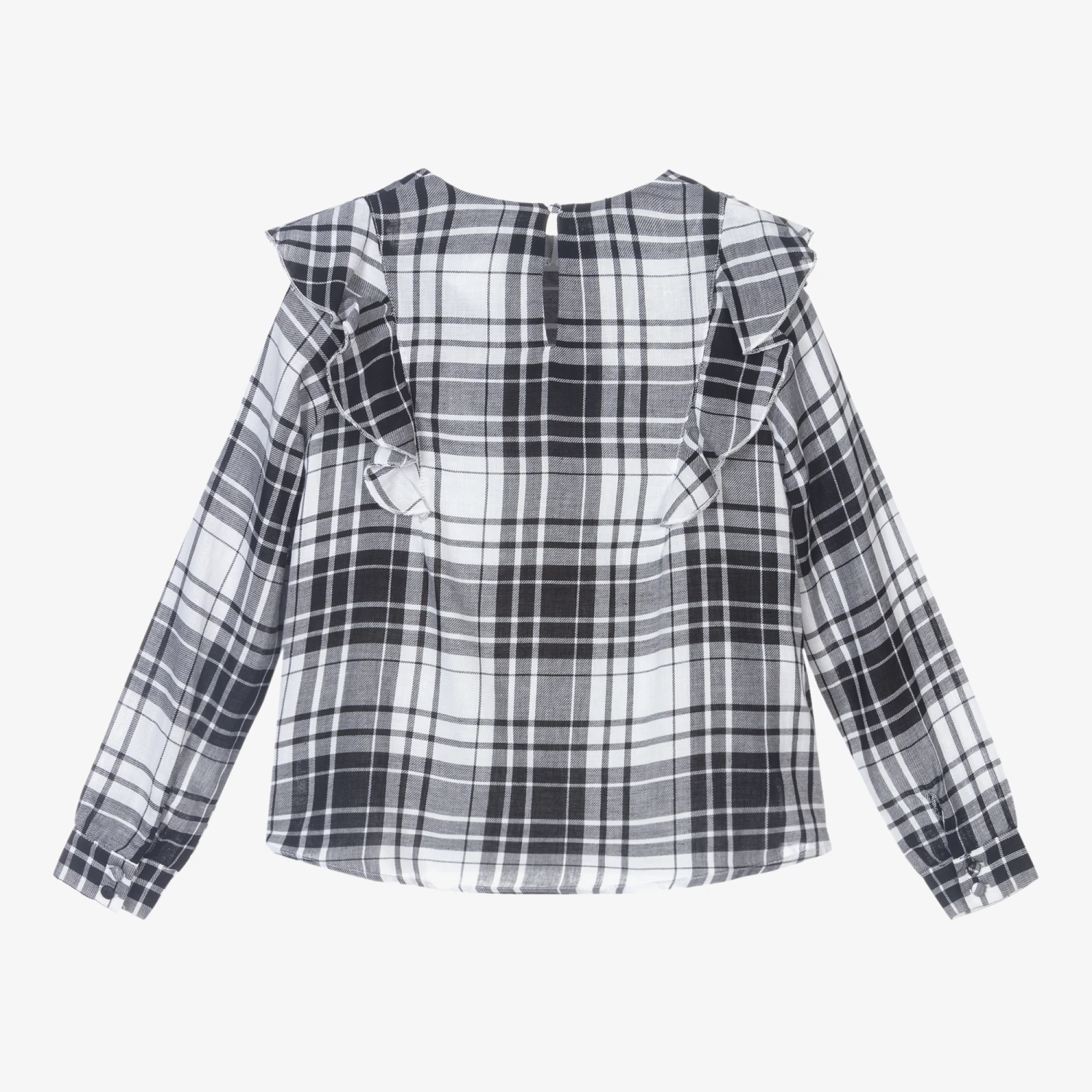 Mayoral Black & White Tartan Blouse 2 Mayoral Black & White Tartan Blouse - Image 2