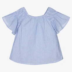 Mayoral Blue Striped Cotton Blouse