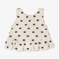 Mayoral Girls Beige & Black Polka Dot Blouse