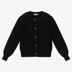 Mayoral Girls Black Wool Knit Cardigan