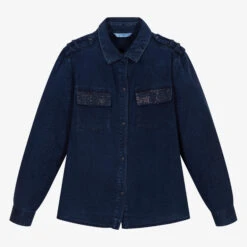 Mayoral Girls Blue Denim-Look Shirt