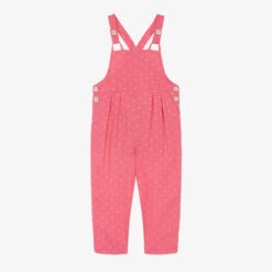Mayoral Girls Bright Pink Floral Dungarees
