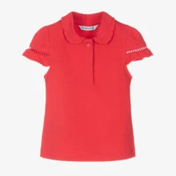 Mayoral Girls Fuchsia Pink Cotton Polo Shirt