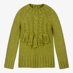 Mayoral Girls Green Cable Knit Sweater
