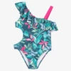 Mayoral Girls Green Tropical Asymmetrical Swimsuit