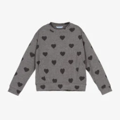 Mayoral Girls Grey Heart Sweatshirt