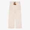 Mayoral Girls Ivory & Beige Striped Trousers