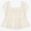 Mayoral Girls Ivory & Gold Feather Chiffon Blouse