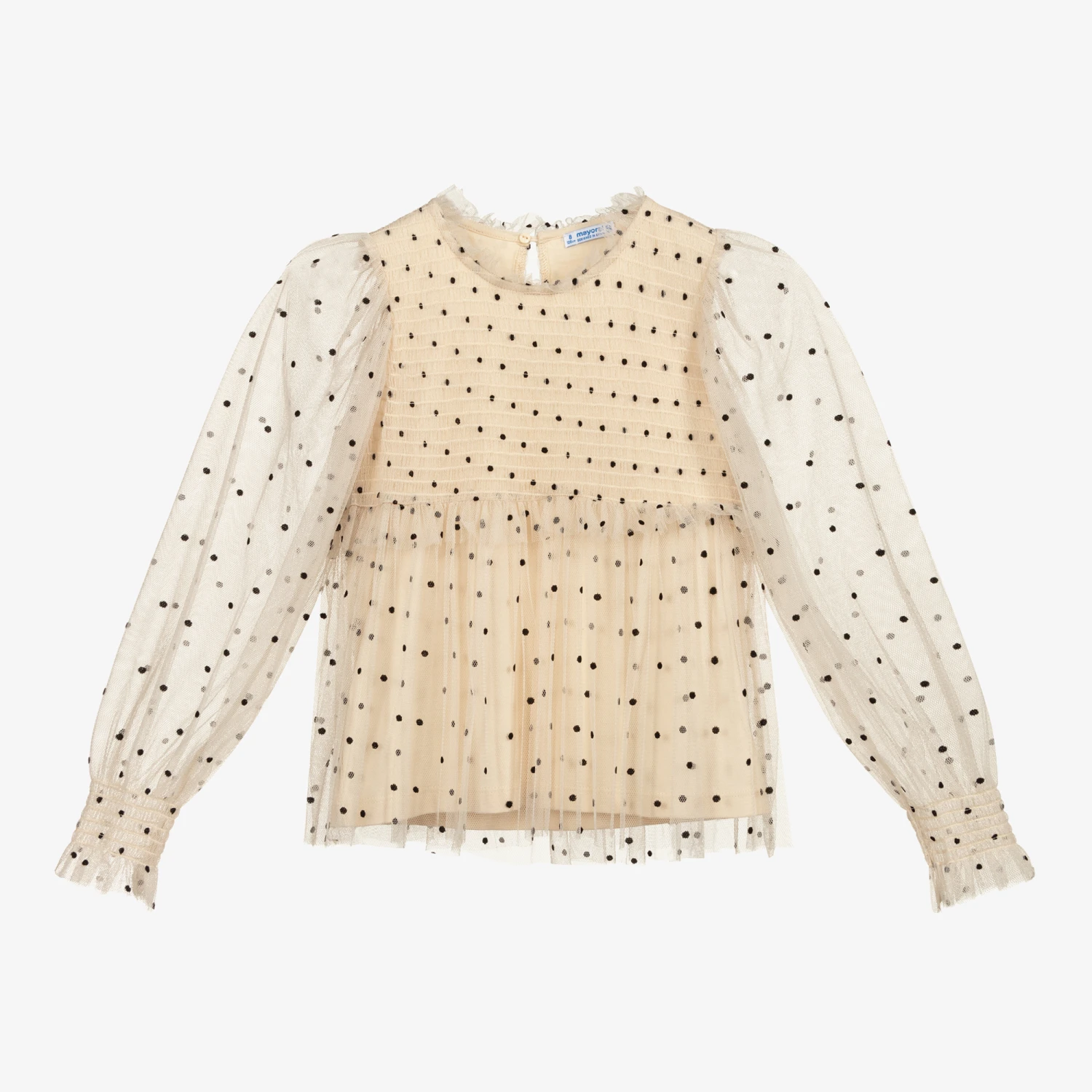 Mayoral Girls Ivory Tulle Blouse 1 Mayoral Girls Ivory Tulle Blouse