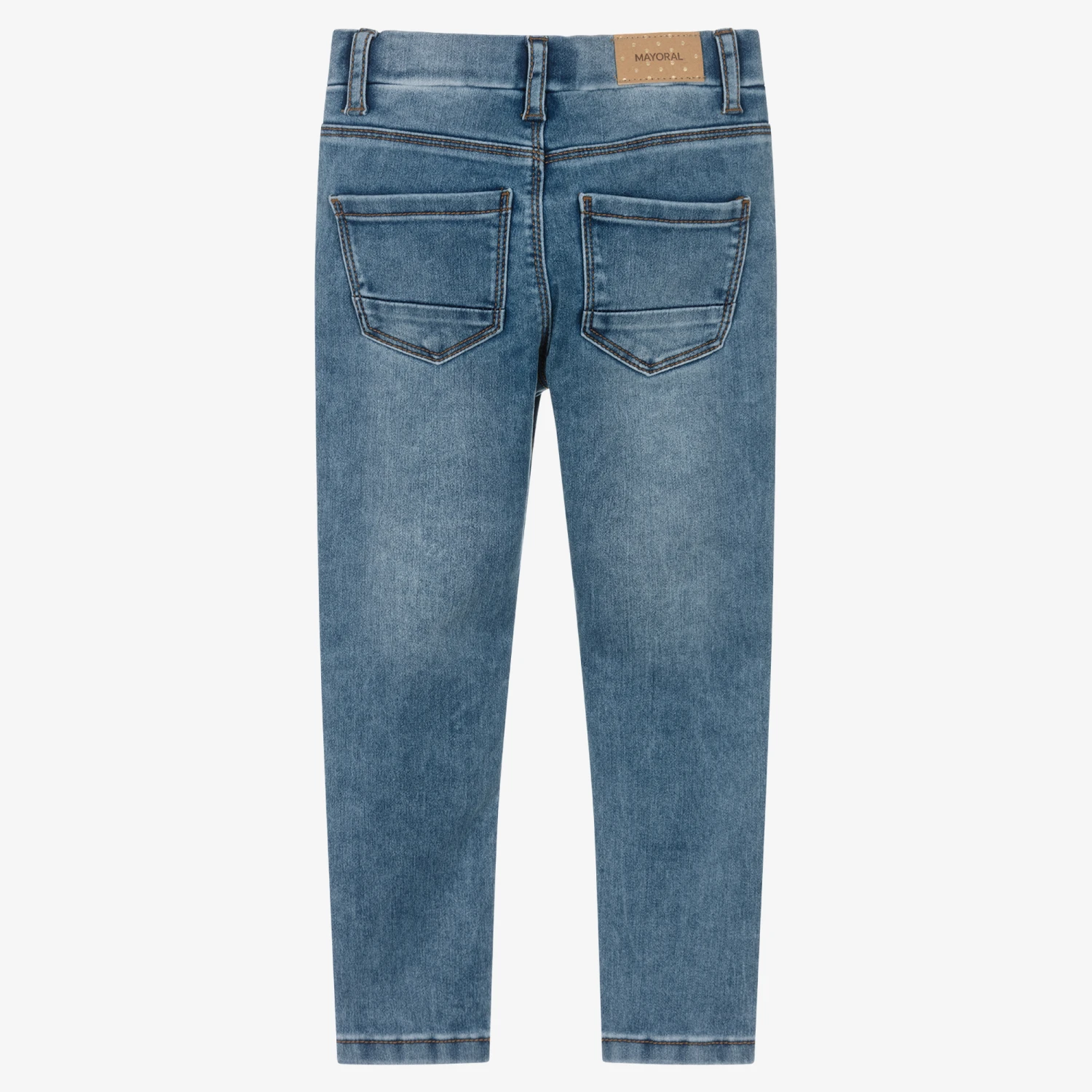 Mayoral Girls Mid-Blue Cotton Jeggings 2 Mayoral Girls Mid-Blue Cotton Jeggings - Image 2