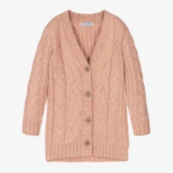 Mayoral Girls Pink Cable Knit Cardigan