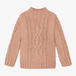 Mayoral Girls Pink Cable Knit Sweater