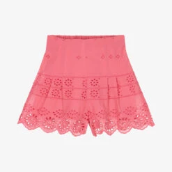 Mayoral Girls Pink Cotton Broderie Anglaise Shorts