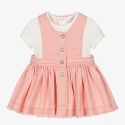 Mayoral Girls Pink Denim Dress Set