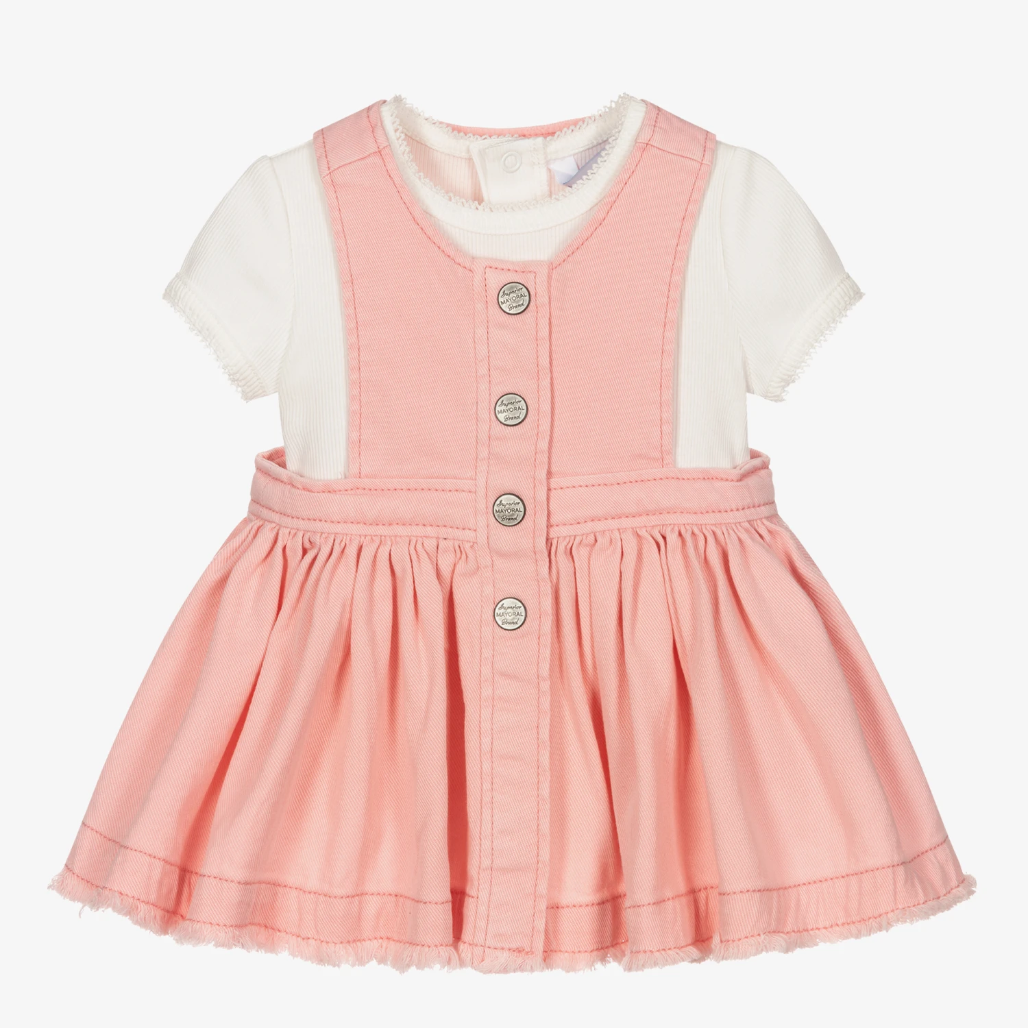 Mayoral Girls Pink Denim Dress Set 1 Mayoral Girls Pink Denim Dress Set