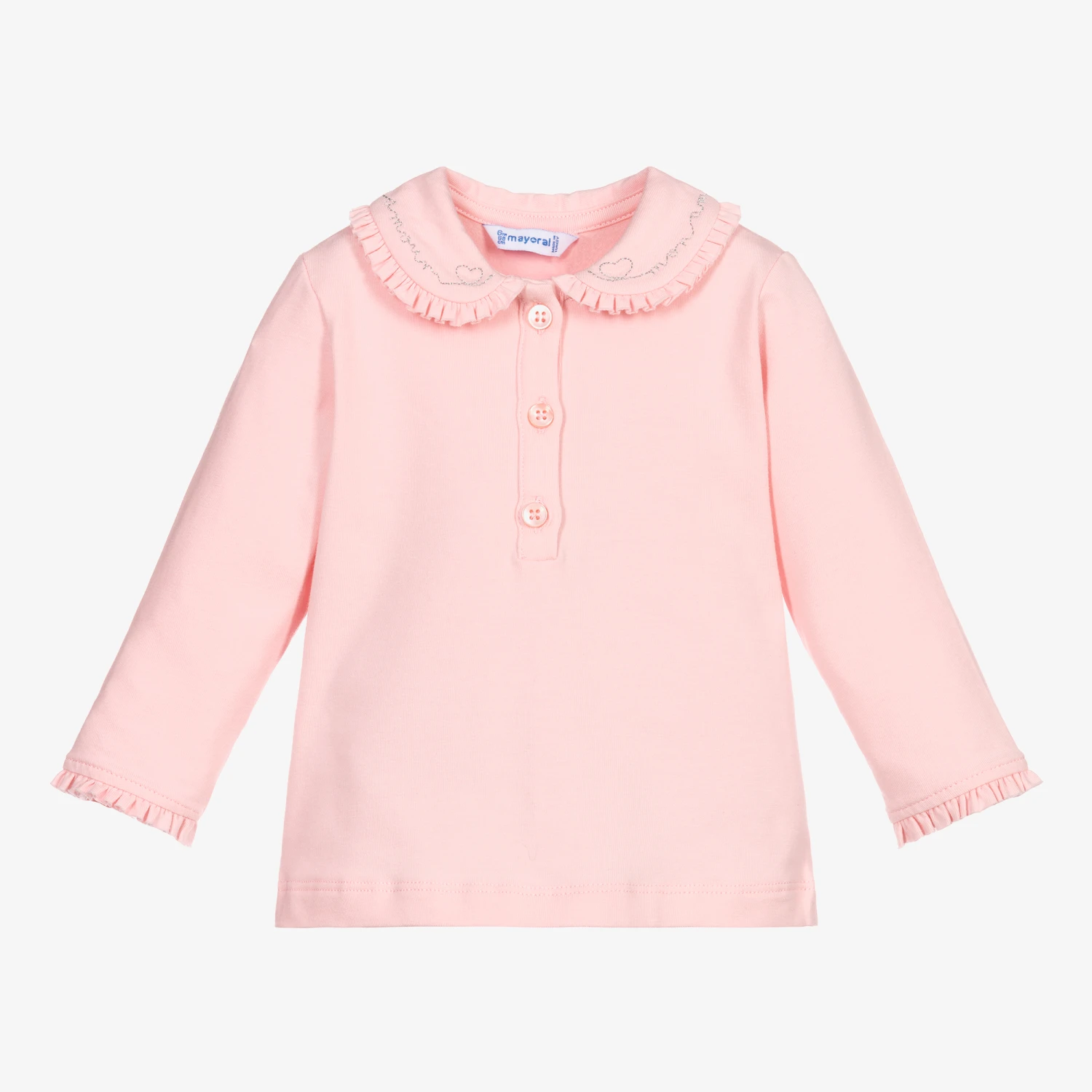 Mayoral Girls Pink Jersey Blouse 1 Mayoral Girls Pink Jersey Blouse