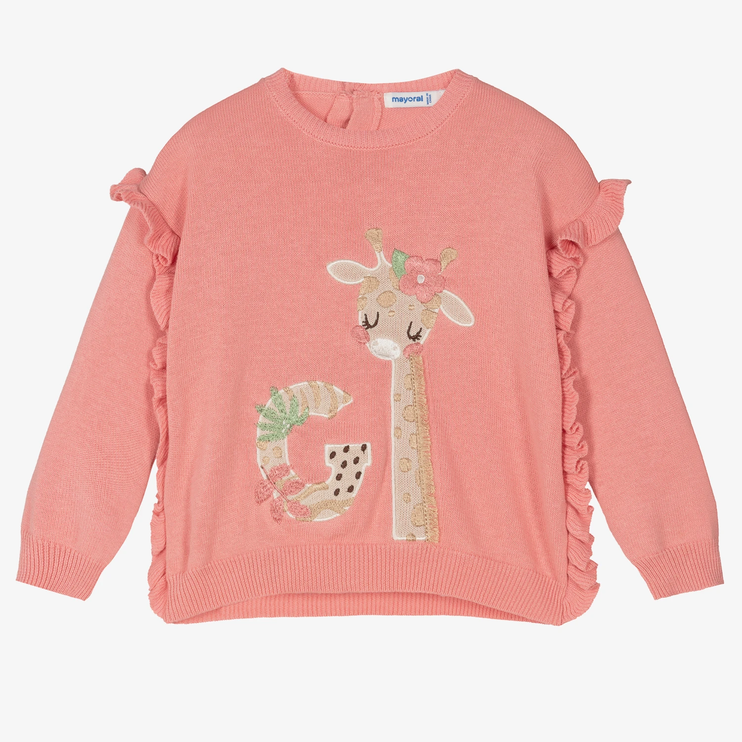 Mayoral Girls Pink Knitted Giraffe Sweater 1 Mayoral Girls Pink Knitted Giraffe Sweater