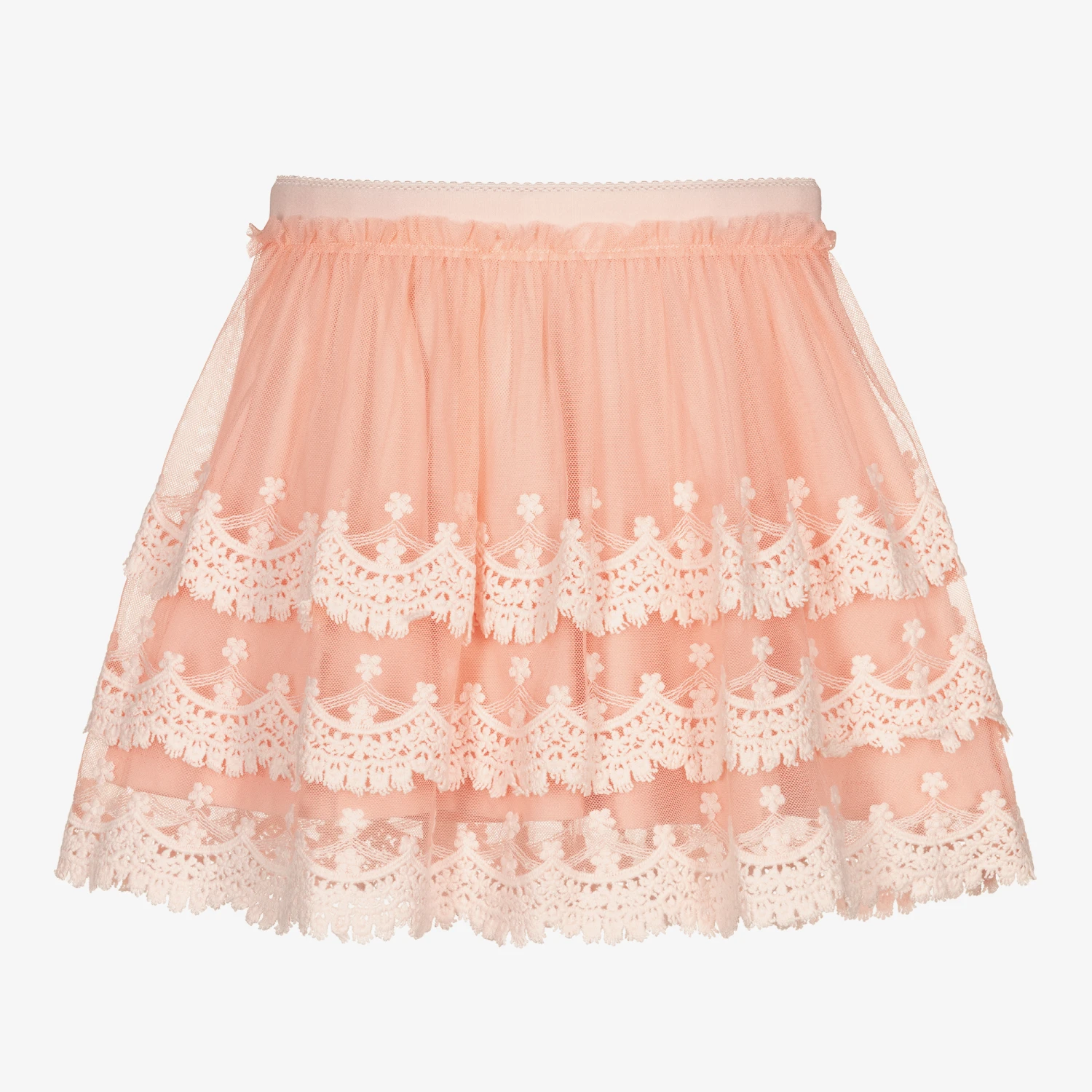 Mayoral Girls Pink Lace & Tulle Skirt 1 Mayoral Girls Pink Lace & Tulle Skirt