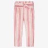 Mayoral Girls Pink Striped Linen Trousers