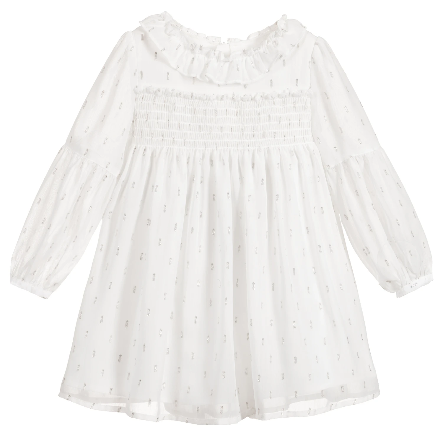 Mayoral Girls White Chiffon Dress 1 Mayoral Girls White Chiffon Dress