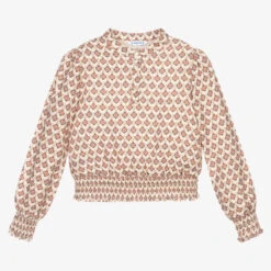 Mayoral Ivory & Pink Ruched Blouse