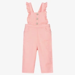 Mayoral Pink Cotton Denim Dungarees
