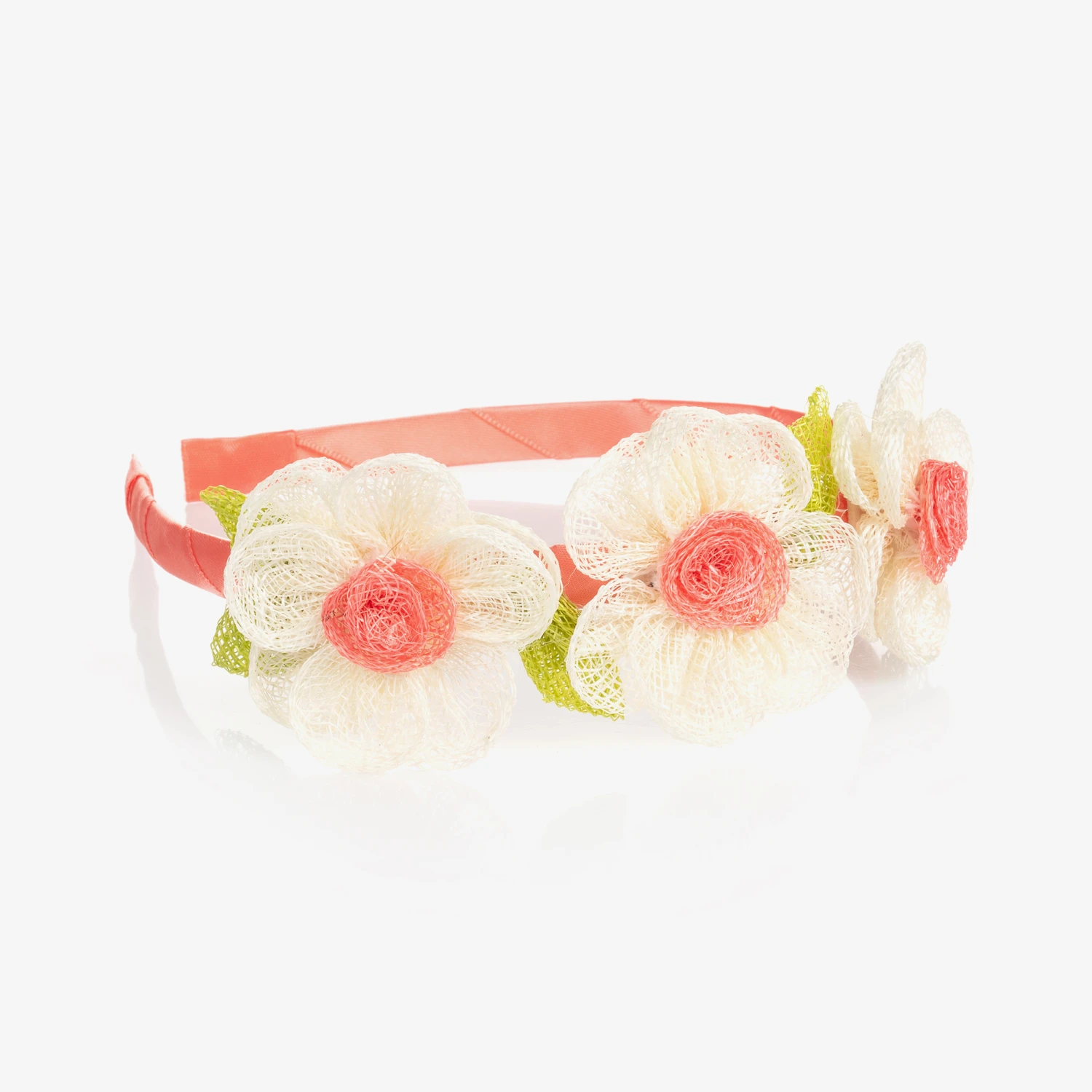 Mayoral Pink & Ivory Flower Hairband 2 Mayoral Pink & Ivory Flower Hairband - Image 2