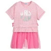 Mayoral Pink Stripe & Mesh Skirt Set