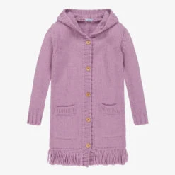Mayoral Purple Knitted Long Cardigan