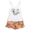 Mayoral White & Orange Shorts Set