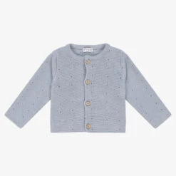 Mebi Baby Girls Blue Cotton Knit Cardigan