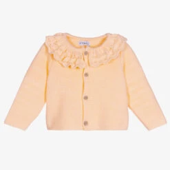 Mebi Orange Cotton Knitted Cardigan