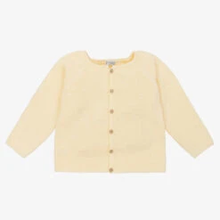 Mebi Pastel Yellow Cotton Knit Cardigan